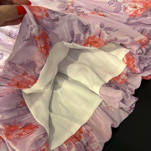 Ever New Melbourne lavender floral mini dress tiered, tulip sleeve size 8 US - Picture 9 of 15